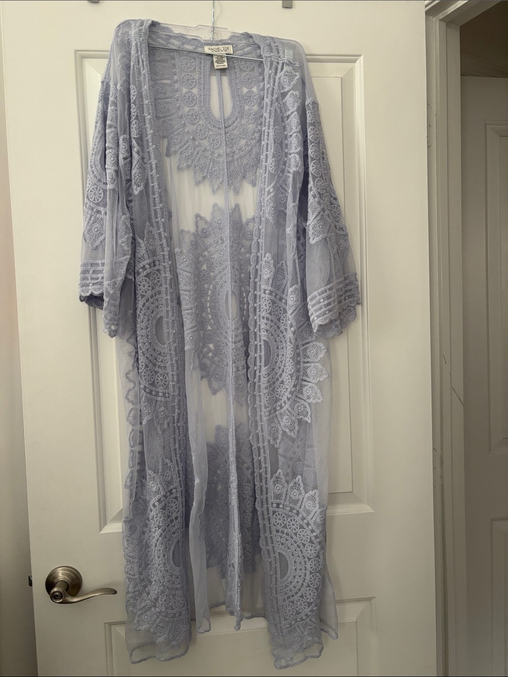 Rachel Zoe Sheer Lace Kimono in Lavender Gray